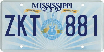 MS license plate ZKT881