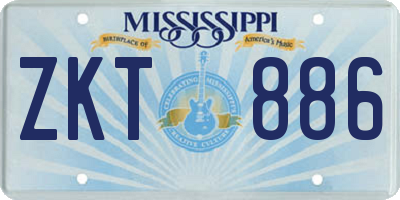 MS license plate ZKT886