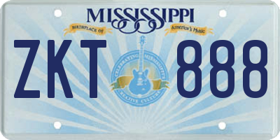 MS license plate ZKT888