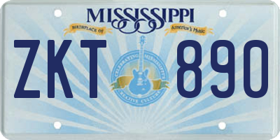 MS license plate ZKT890