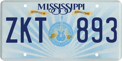 MS license plate ZKT893