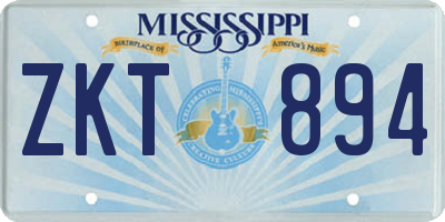 MS license plate ZKT894