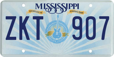 MS license plate ZKT907