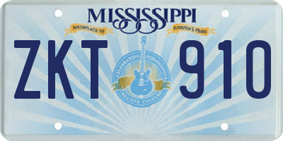 MS license plate ZKT910