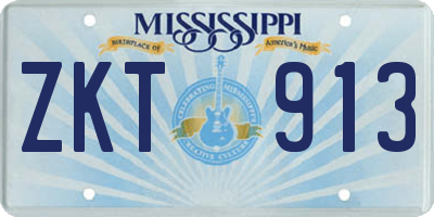 MS license plate ZKT913