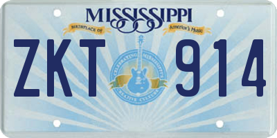 MS license plate ZKT914
