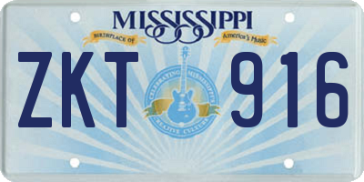 MS license plate ZKT916