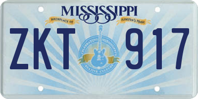 MS license plate ZKT917