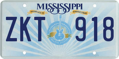 MS license plate ZKT918