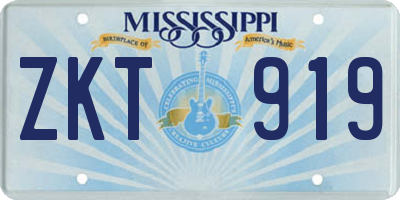MS license plate ZKT919