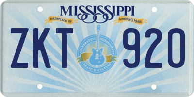 MS license plate ZKT920