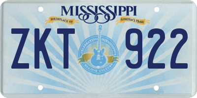 MS license plate ZKT922