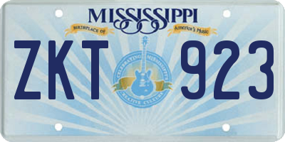 MS license plate ZKT923