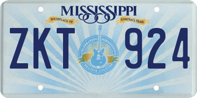 MS license plate ZKT924