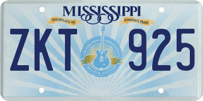 MS license plate ZKT925