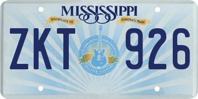 MS license plate ZKT926