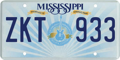 MS license plate ZKT933