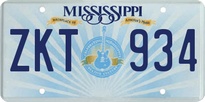 MS license plate ZKT934