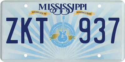 MS license plate ZKT937