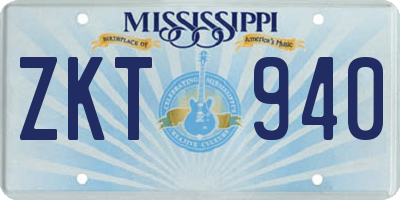 MS license plate ZKT940
