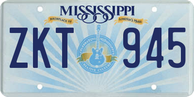 MS license plate ZKT945