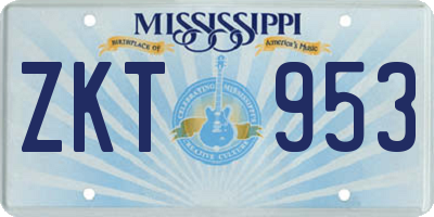 MS license plate ZKT953