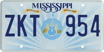 MS license plate ZKT954