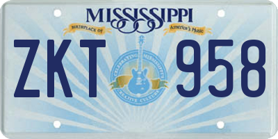 MS license plate ZKT958