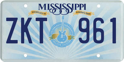 MS license plate ZKT961