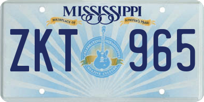 MS license plate ZKT965