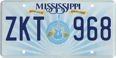 MS license plate ZKT968