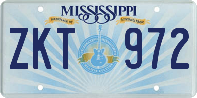 MS license plate ZKT972