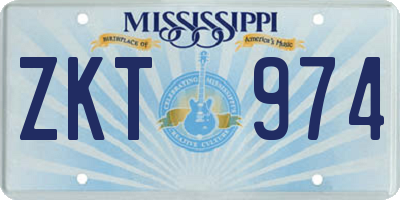 MS license plate ZKT974