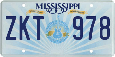 MS license plate ZKT978