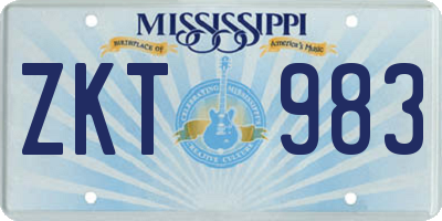 MS license plate ZKT983