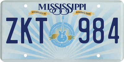 MS license plate ZKT984