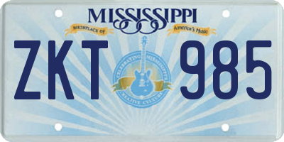 MS license plate ZKT985