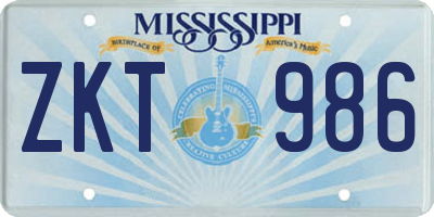 MS license plate ZKT986