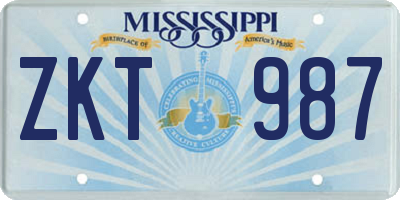 MS license plate ZKT987