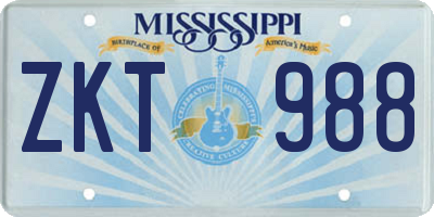 MS license plate ZKT988