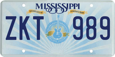 MS license plate ZKT989