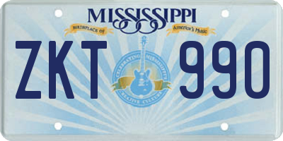 MS license plate ZKT990