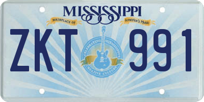 MS license plate ZKT991