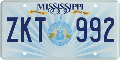 MS license plate ZKT992