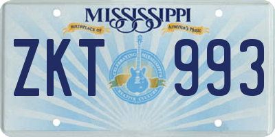 MS license plate ZKT993