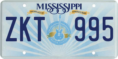 MS license plate ZKT995