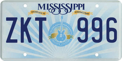 MS license plate ZKT996