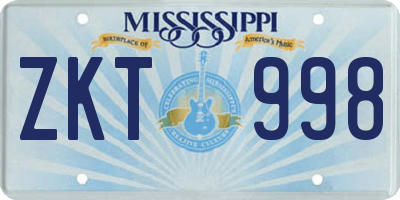 MS license plate ZKT998
