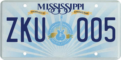 MS license plate ZKU005