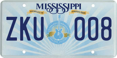 MS license plate ZKU008